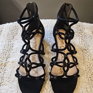 NEW Sam Edelman Daryn Black Suede Wedge Sandal - Size 8.5